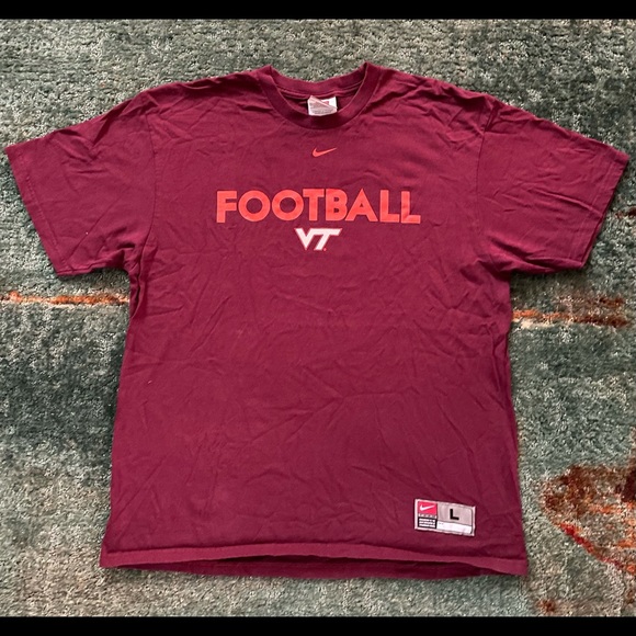 NIKE VA TECH HOKIES TEAM ISSUE FOOTBALL T SHIRT - Picture 6 of 6